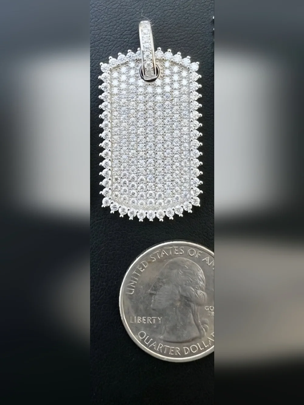 Iced Out MOISSANITE Solid 925 Silver Dog Tag Iced Hip Hop Pendant NEW